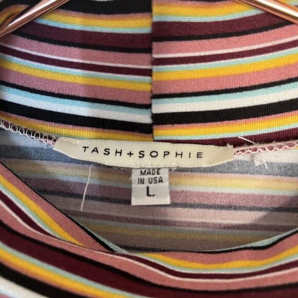 Tosh + Sophie Modest striped long sleeve belted midi dress size large - Picture 4 of 4